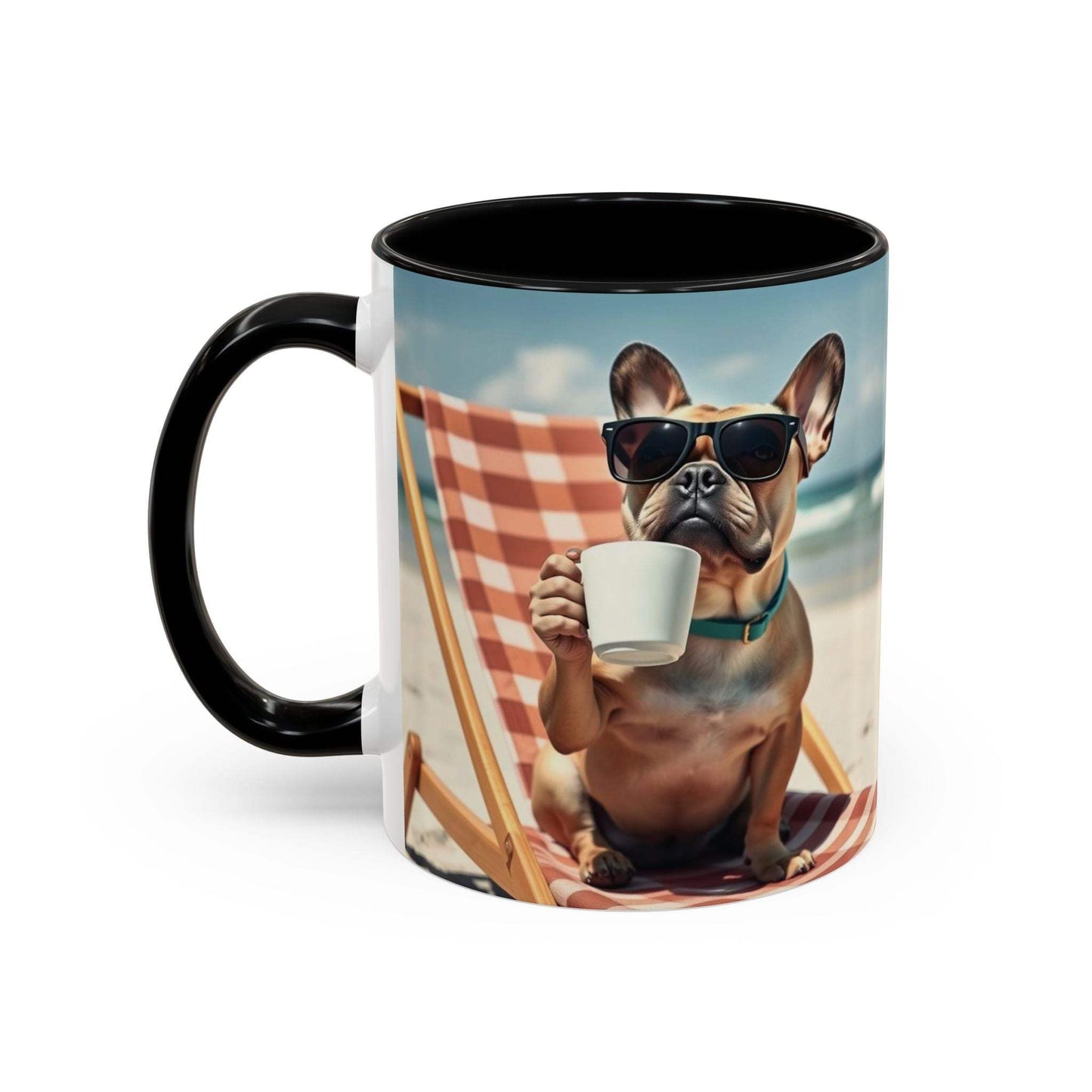 Beach Dog Accent Coffee Mug with fun beach dog design for pet lovers.