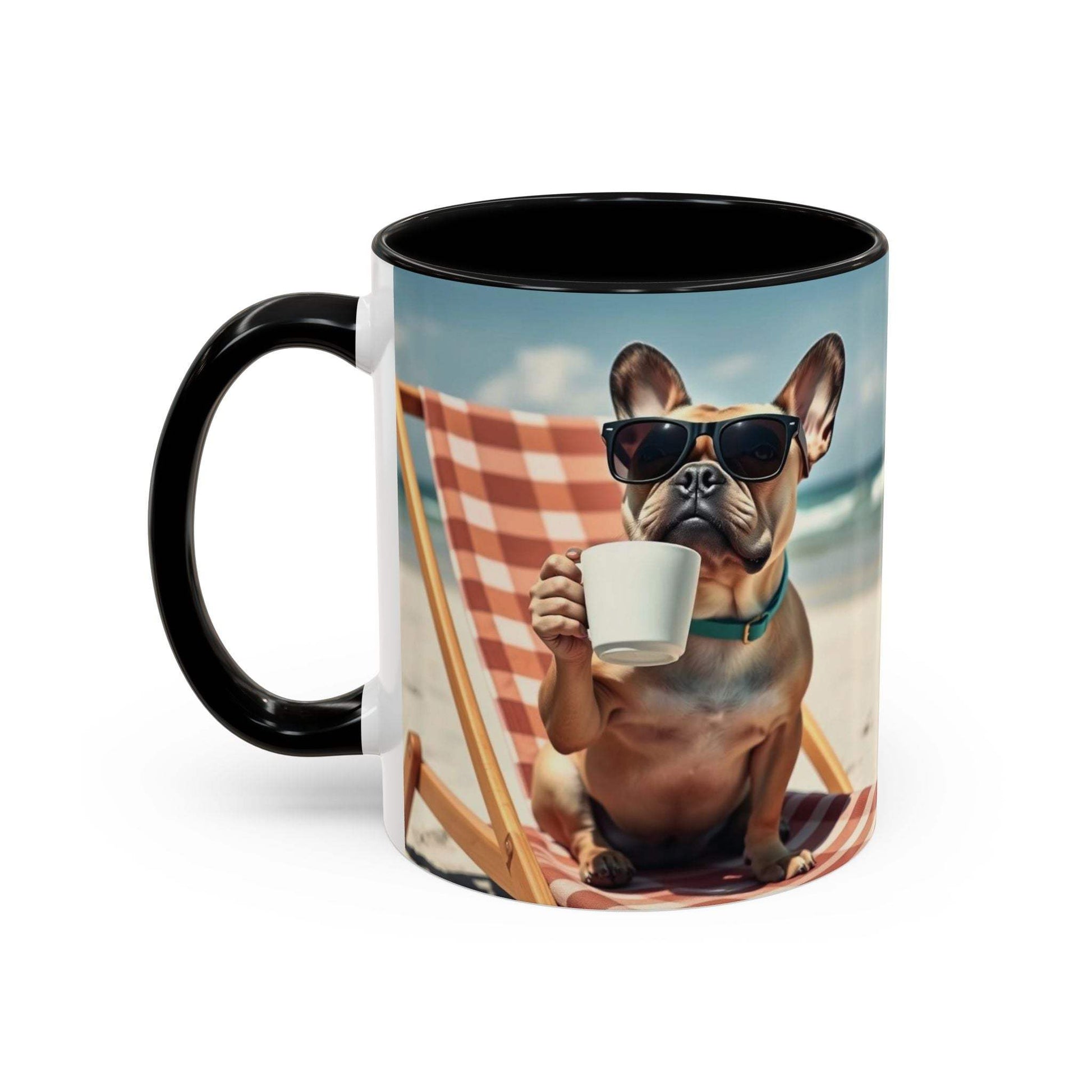 Beach Dog Accent Coffee Mug with fun beach dog design for pet lovers.