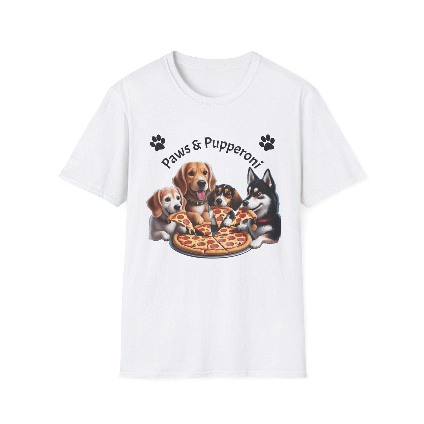 Paws & Pupperoni Pizza T-Shirt Soft Style — Cute Dog Lovers Tee