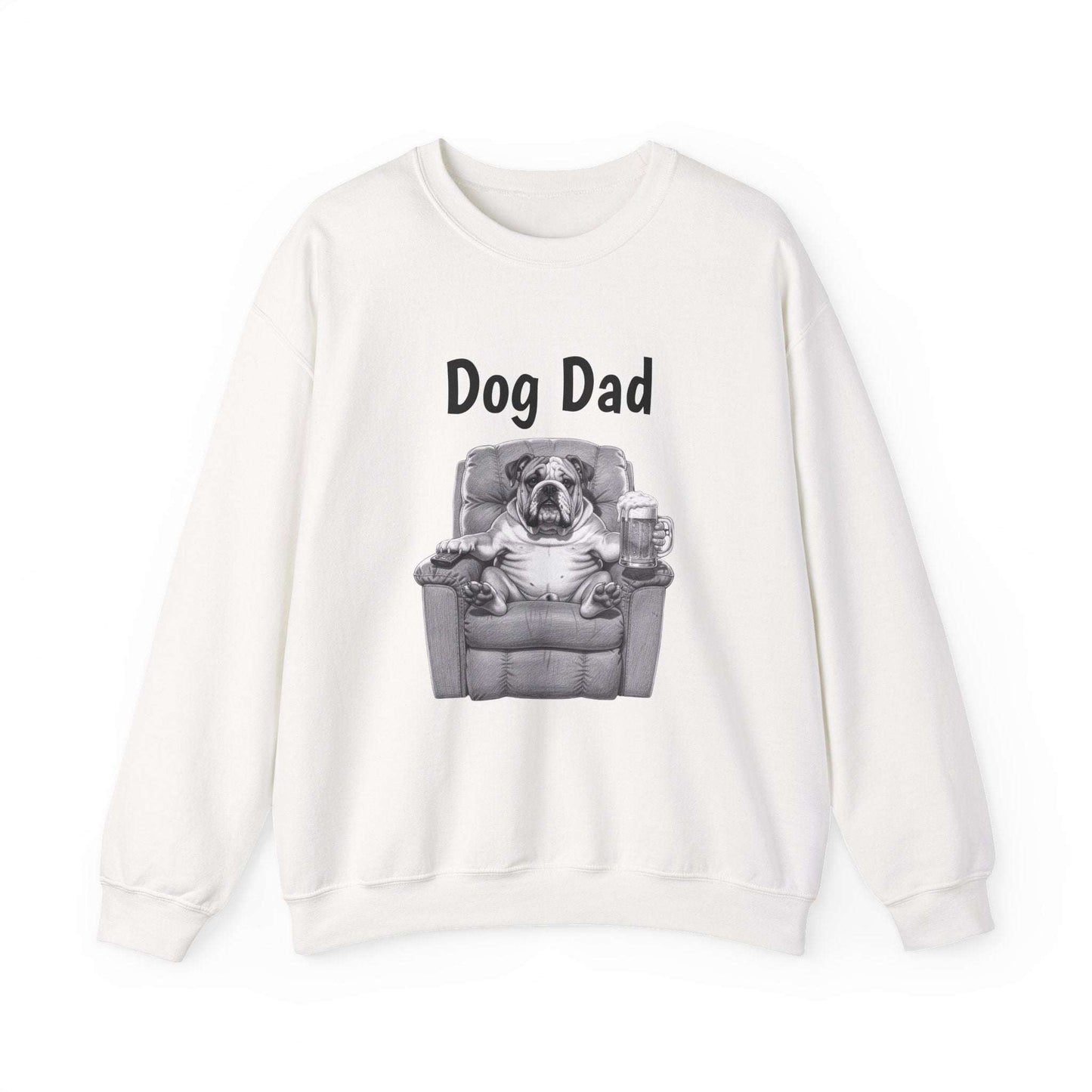 Dog Dad Sweatshirt – Funny Bulldog in Recliner Crewneck for Dog Lovers