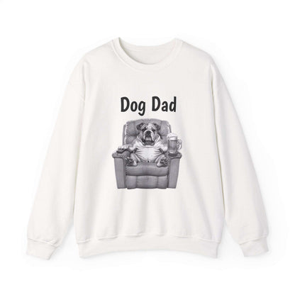 Dog Dad Sweatshirt – Funny Bulldog in Recliner Crewneck for Dog Lovers