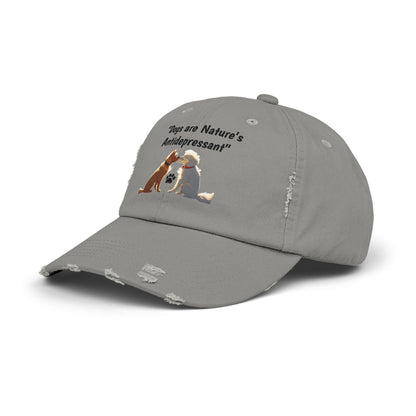 Dogs are Nature's Antidepressant Unisex Distressed Cap