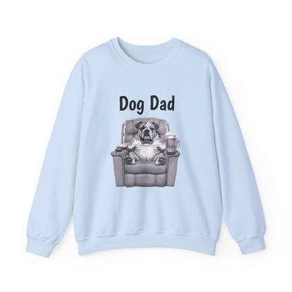 Dog Dad Sweatshirt – Funny Bulldog in Recliner Crewneck for Dog Lovers