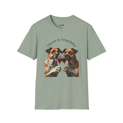 Cheers to Friendship Unisex Softstyle T-Shirt crafted from 100% ring-spun cotton