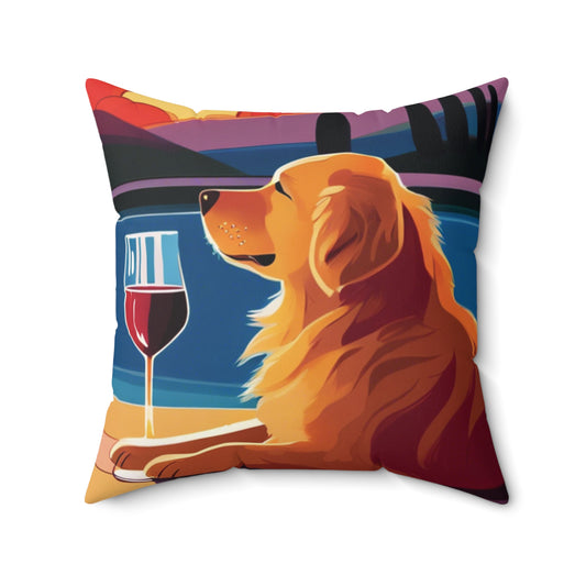 Wine Pup Square Pillow