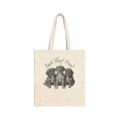 Bark Woof Howl Puppy Tote Bag – Adorable Dog Canvas Bag