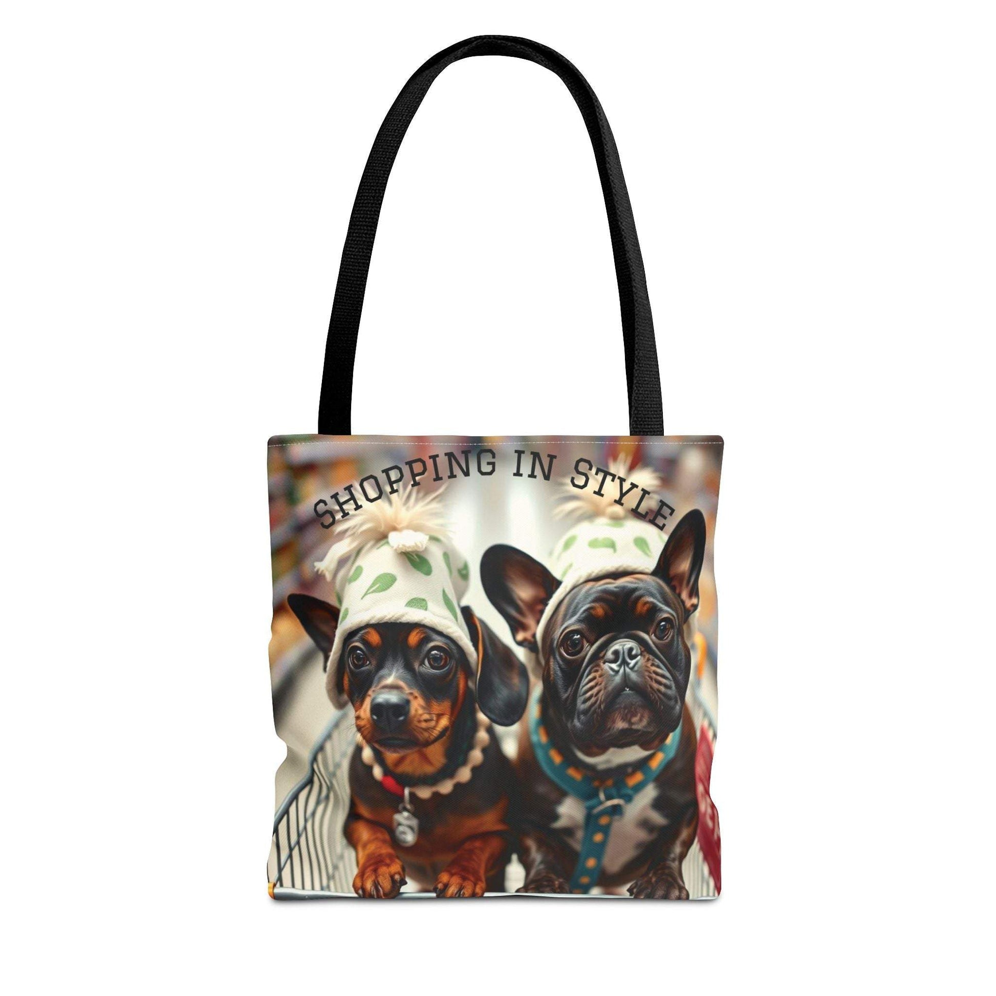 Shopping in Style Tote Bag - Cute Dog Lovers, Reusable Grocery Tote