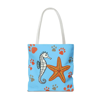 Beach Tote Bag Ocean-Inspired | Seahorse & Starfish Design | Beach Bag