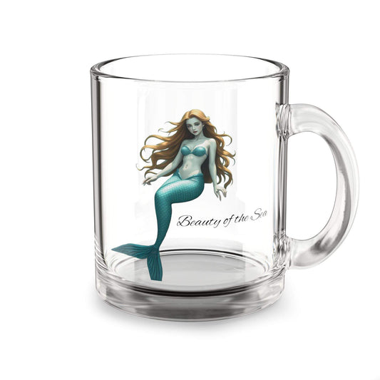 Glass Mug Mermaid-Themed, Ocean Lovers' Beauty 10oz Mug