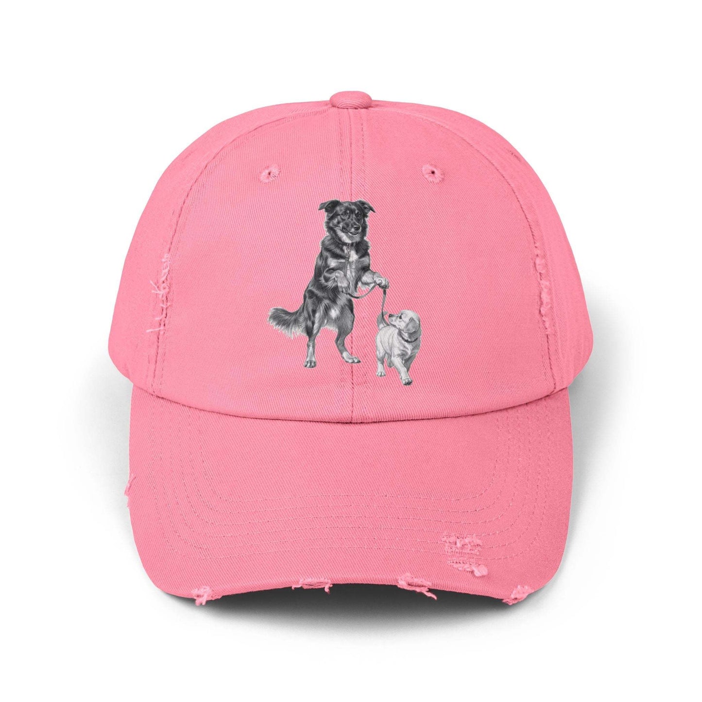 Distressed Baseball Cap – Vintage Sketch Dog Design