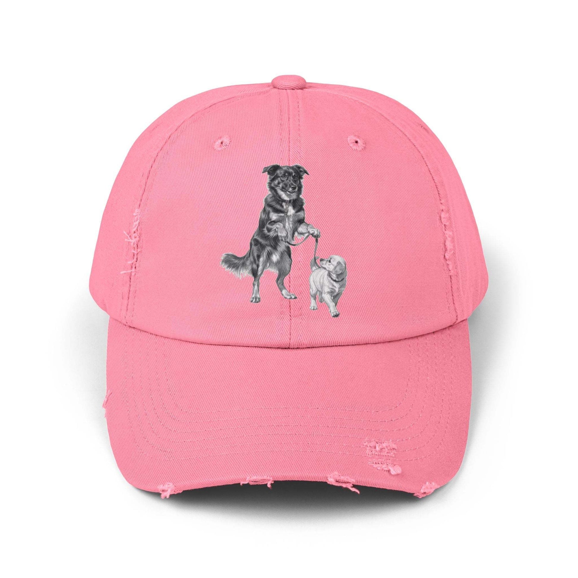 Distressed Baseball Cap – Vintage Sketch Dog Design