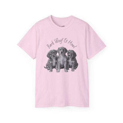 Bark Woof Howl T-Shirt - Cute Dog Graphic Tee for Comfortable Wear