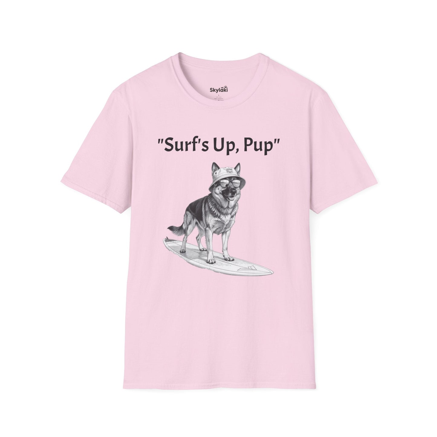 Surfing Dog T-Shirt — Playful Surf's Up, Pup Tee for Coastal Vibes