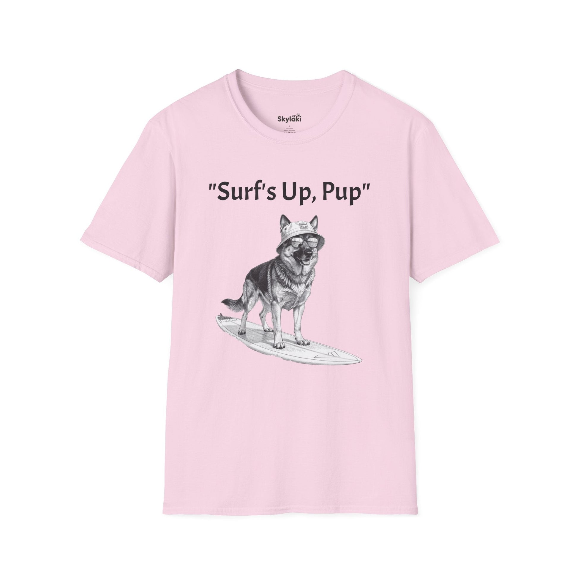 Surfing Dog T-Shirt — Playful Surf's Up, Pup Tee for Coastal Vibes