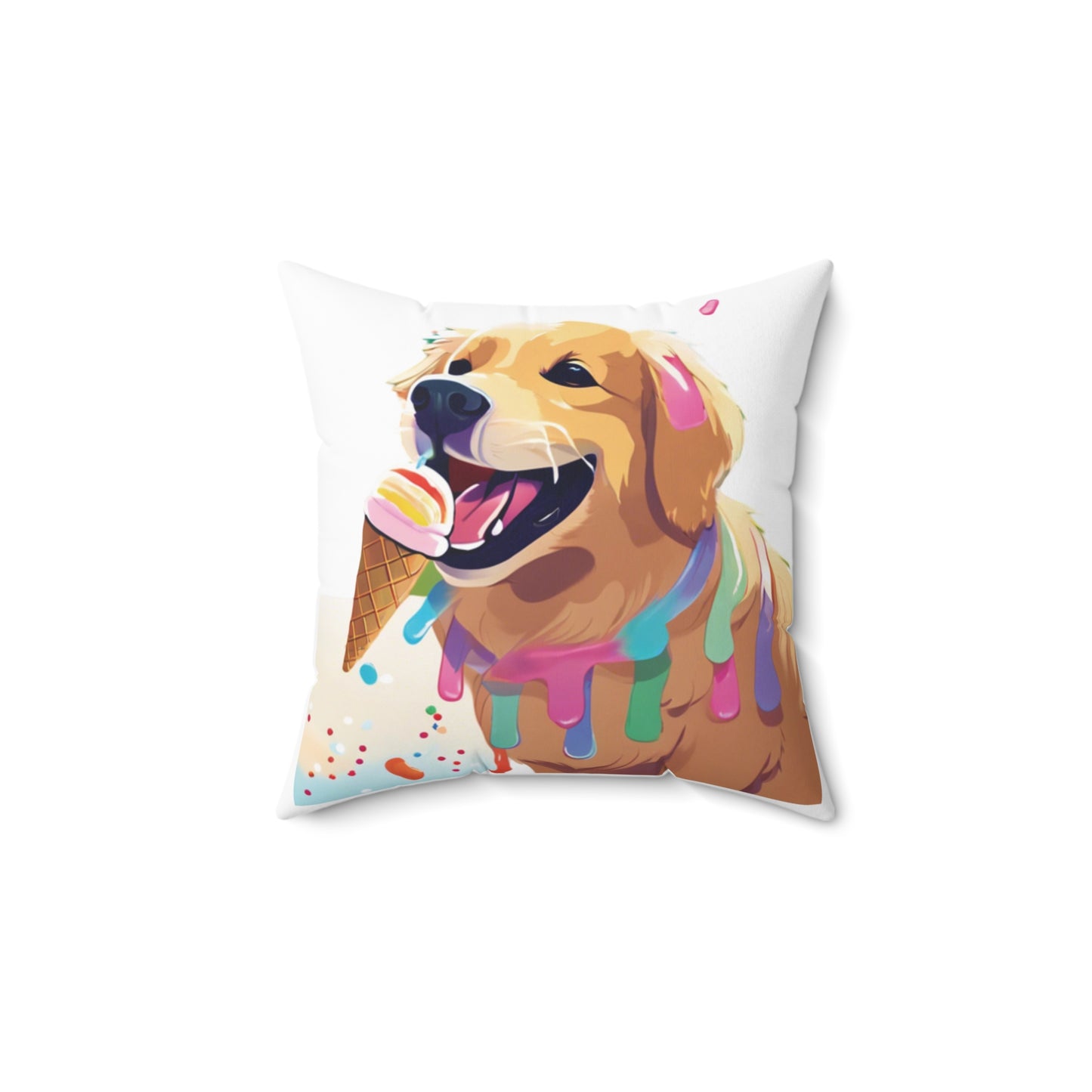 Ice Cream Dog Spun Polyester Square Pillow