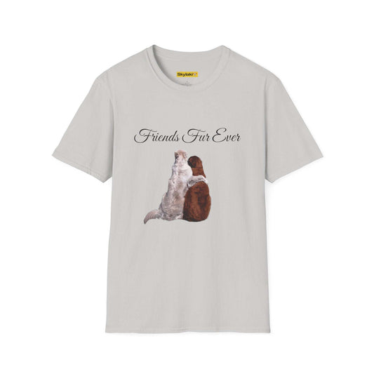 Unisex t-shirt featuring a "Fur-Ever Friends" pet design in soft style.
