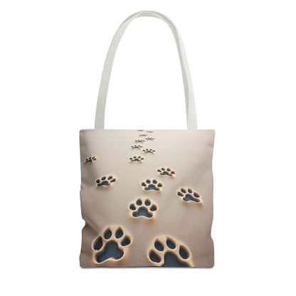 Paw print tote bag with white handles, ideal for pet lovers and dog walks.