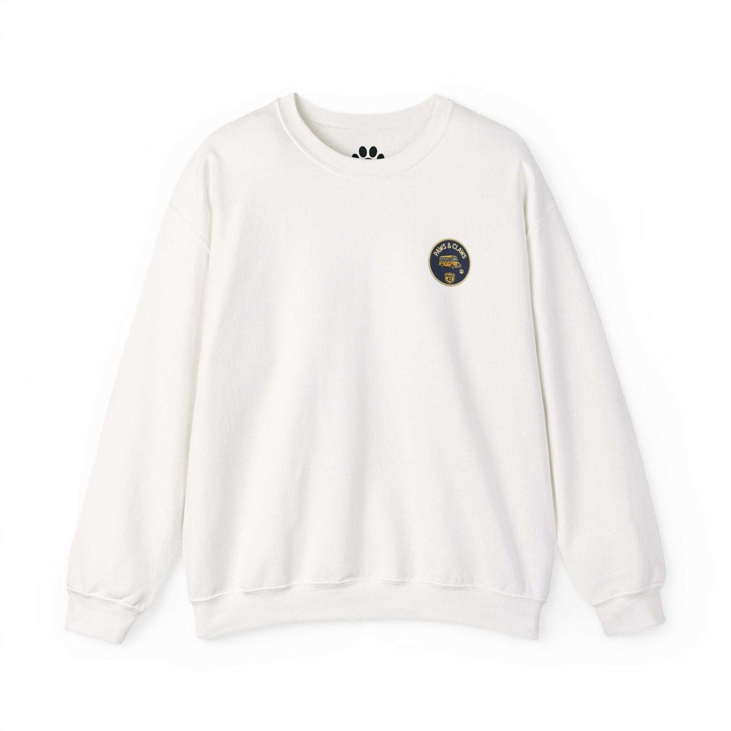 Unisex dog school bus sweatshirt with whimsical dog breeds design