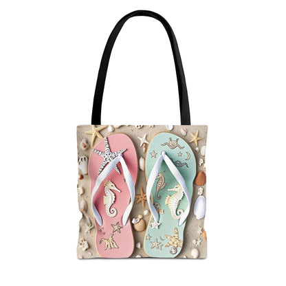 Flip Flop Tote, Casual Shopper Bag, Vacation Carryall, Nautical Style