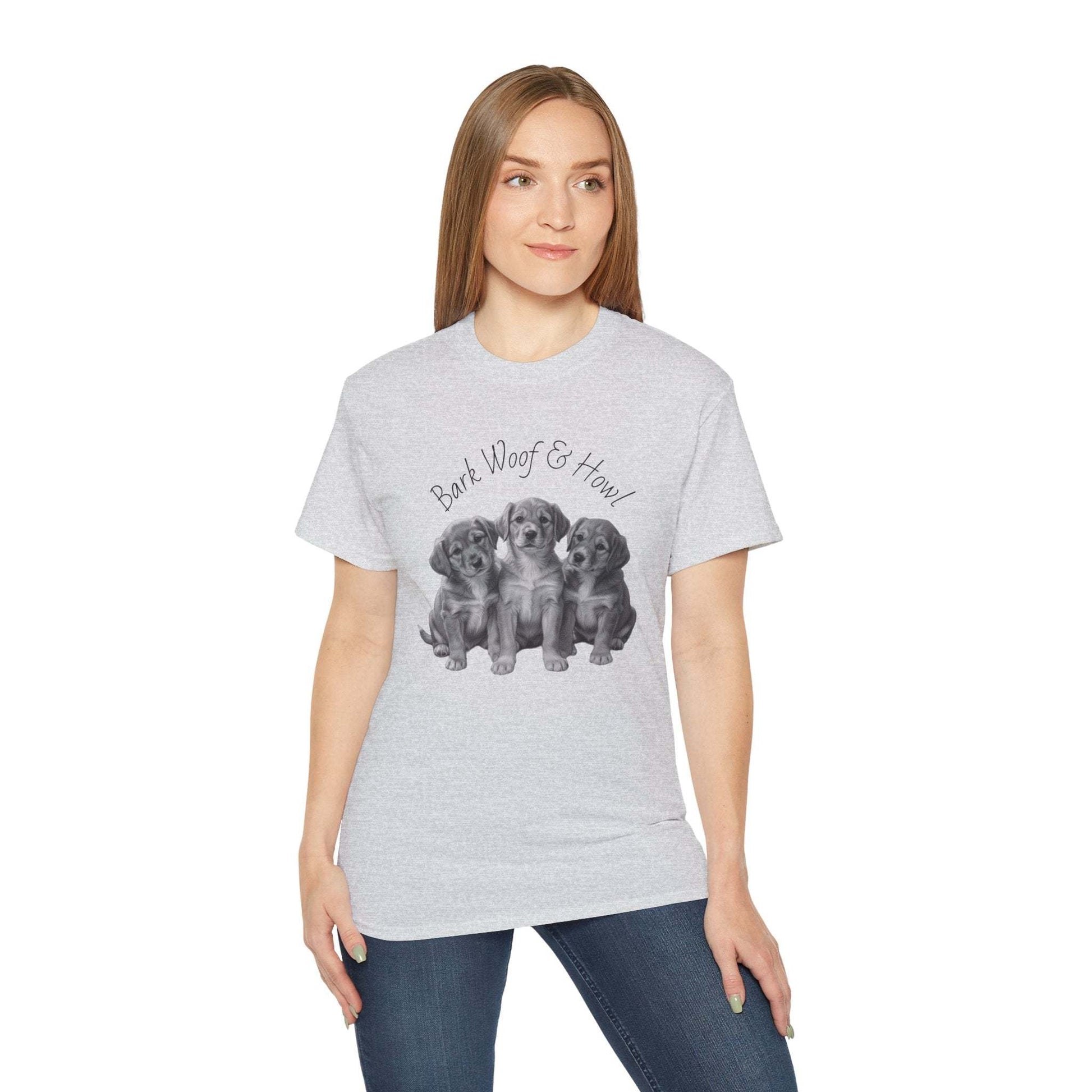 Bark Woof Howl T-Shirt - Cute Dog Graphic Tee for Comfortable Wear