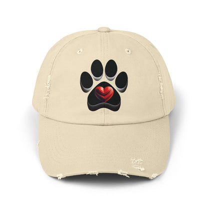 Paw Heart Unisex Distressed Cap