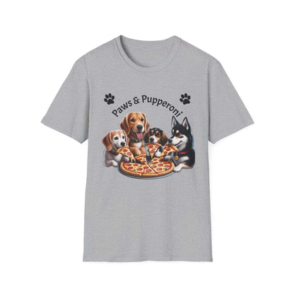 Paws & Pupperoni Pizza T-Shirt Soft Style — Cute Dog Lovers Tee