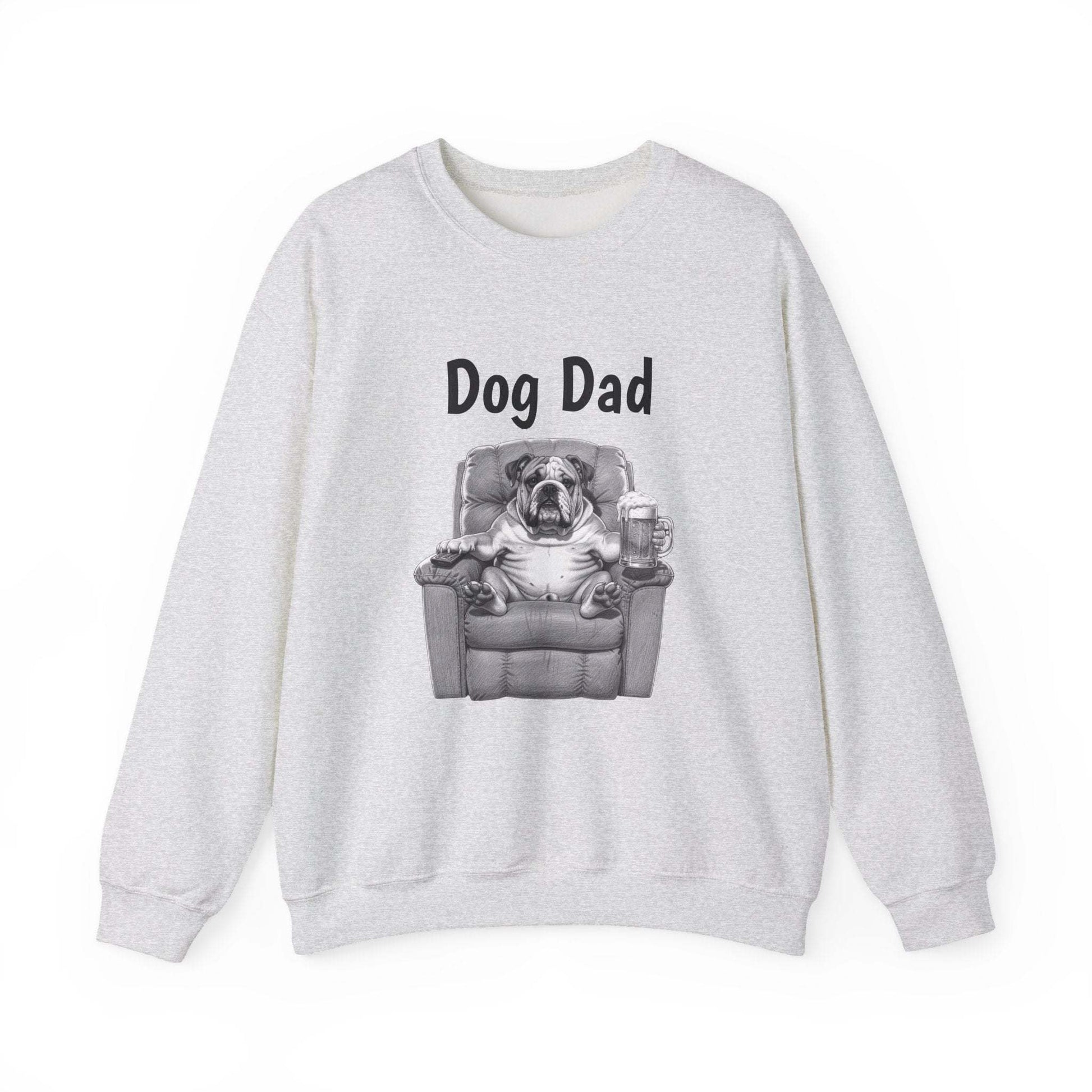 Dog Dad Sweatshirt – Funny Bulldog in Recliner Crewneck for Dog Lovers