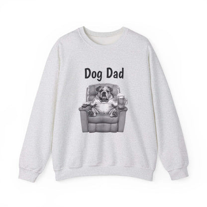 Dog Dad Sweatshirt – Funny Bulldog in Recliner Crewneck for Dog Lovers