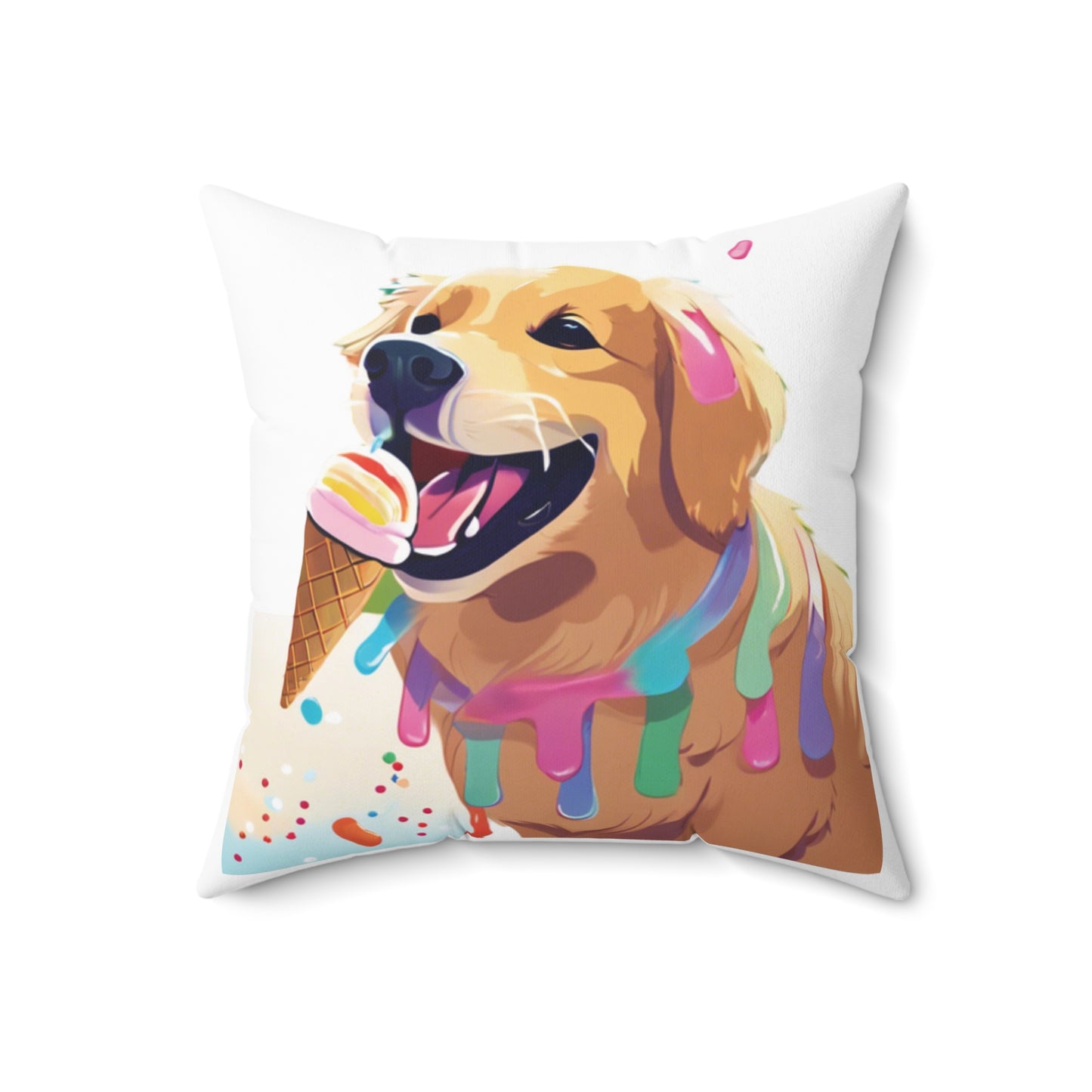 Ice Cream Dog Spun Polyester Square Pillow