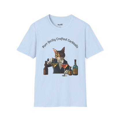 Crafted Cocktails Unisex Soft T-shirt Playful Design for Cat lovers