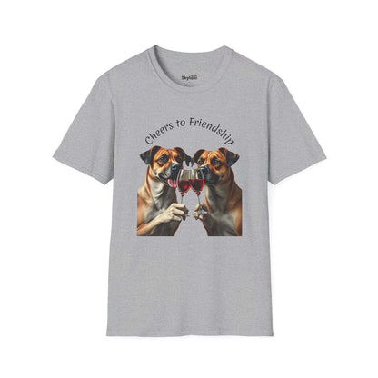 Cheers to Friendship Unisex Softstyle T-Shirt crafted from 100% ring-spun cotton
