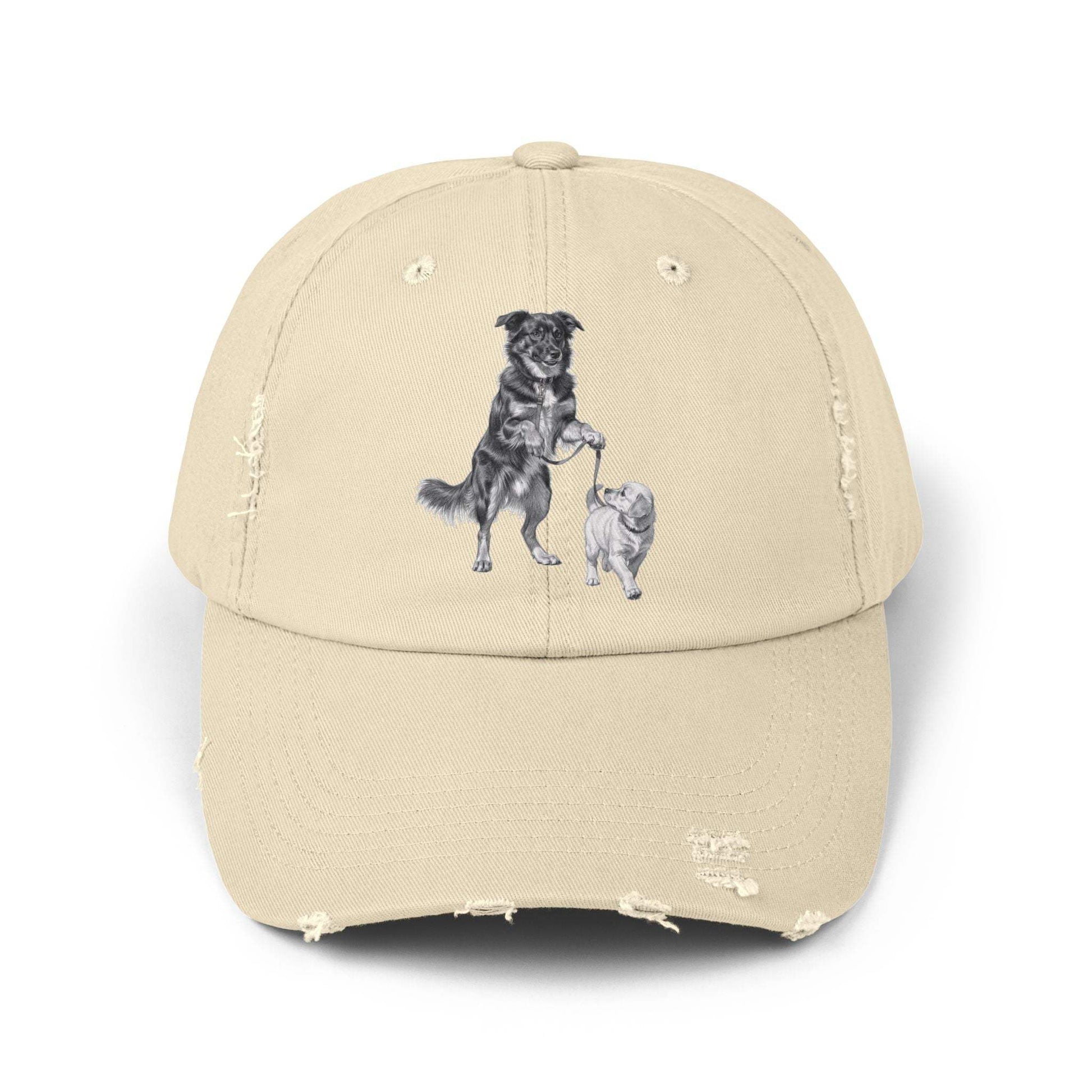 Distressed Baseball Cap – Vintage Sketch Dog Design