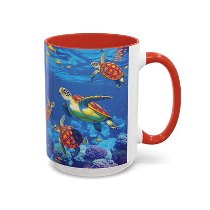 Colorful sea turtle coffee mug with vibrant ocean-themed design, perfect for nature and ocean lovers.