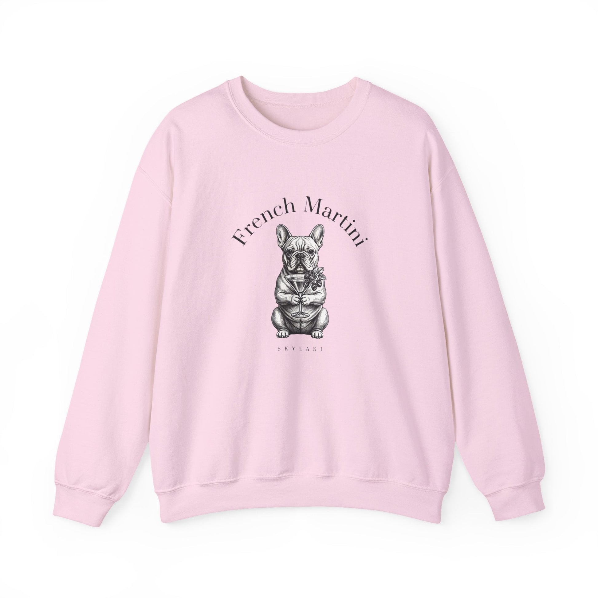 French Bulldog Martini sweatshirt with hand-drawn design on soft oversized crewneck