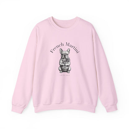 French Bulldog Martini sweatshirt with hand-drawn design on soft oversized crewneck