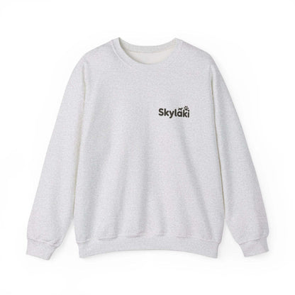 Unisex Heavy Blend™ Crewneck Sweatshirt with Skylaki logo, showcasing soft fabric ideal for casual wear.