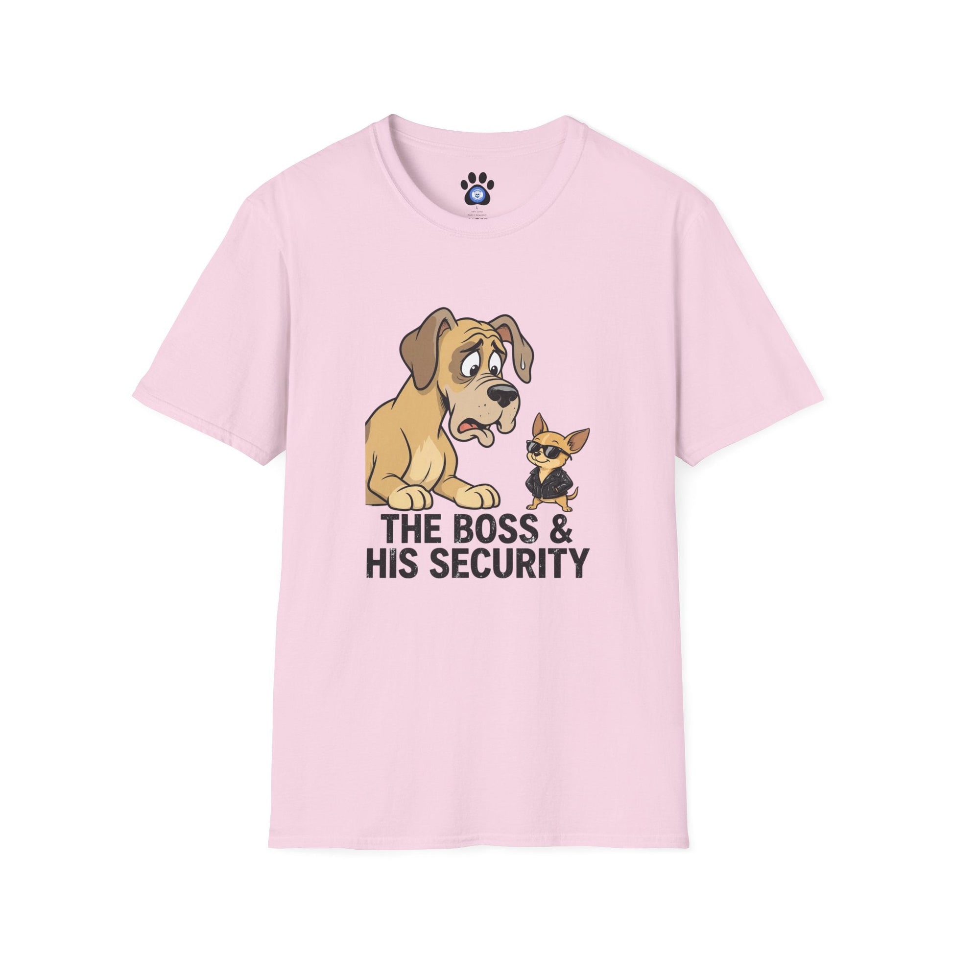 Unisex Boss and His Security Dog Shirt with big dog and chihuahua design