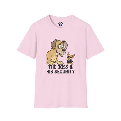Unisex Boss and His Security Dog Shirt with big dog and chihuahua design