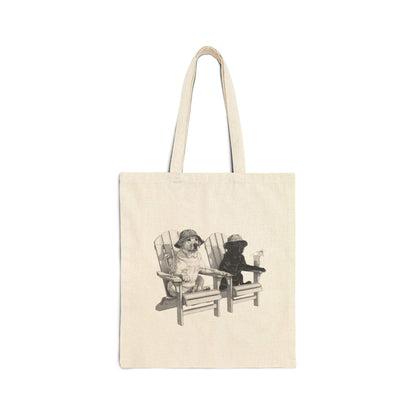 Canvas Tote Bag - Vintage Dogs Relaxing in Chairs | Durable Tote