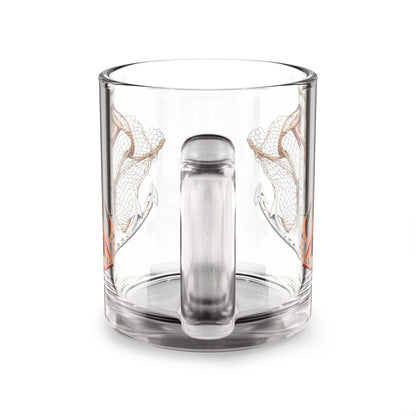 Nautical Anchor Glass Mug with C-shaped handle, 10oz clear coffee cup for sailors and beach lovers.