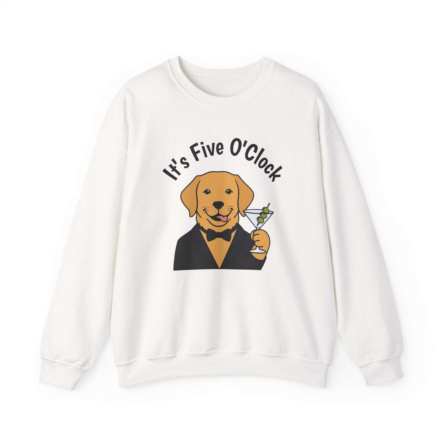 Martini Dog sweatshirt by Skylaki with embroidered dog and martini glass design on cozy crewneck cotton blend