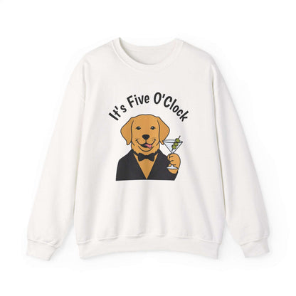 Martini Dog sweatshirt by Skylaki with embroidered dog and martini glass design on cozy crewneck cotton blend