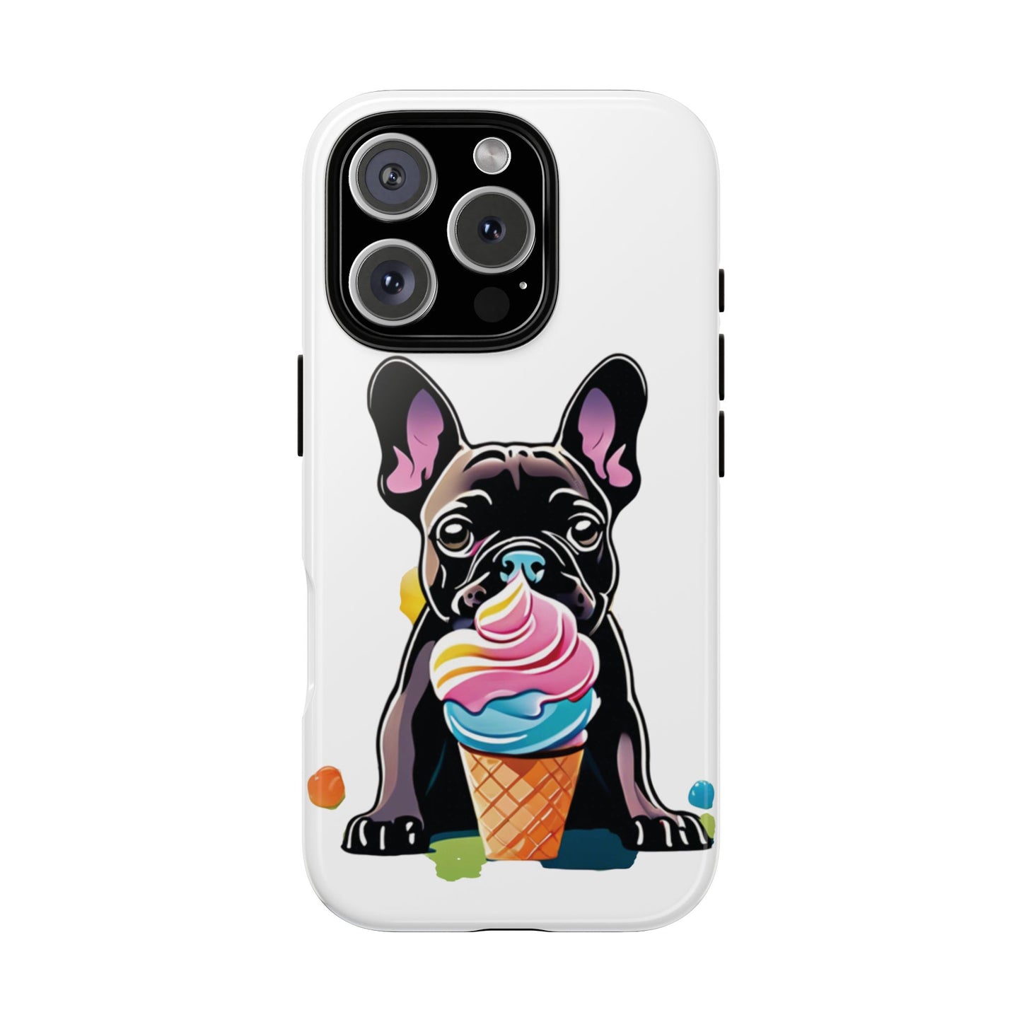 iPhone 16 Ice Cream Frenchie Tough Cases