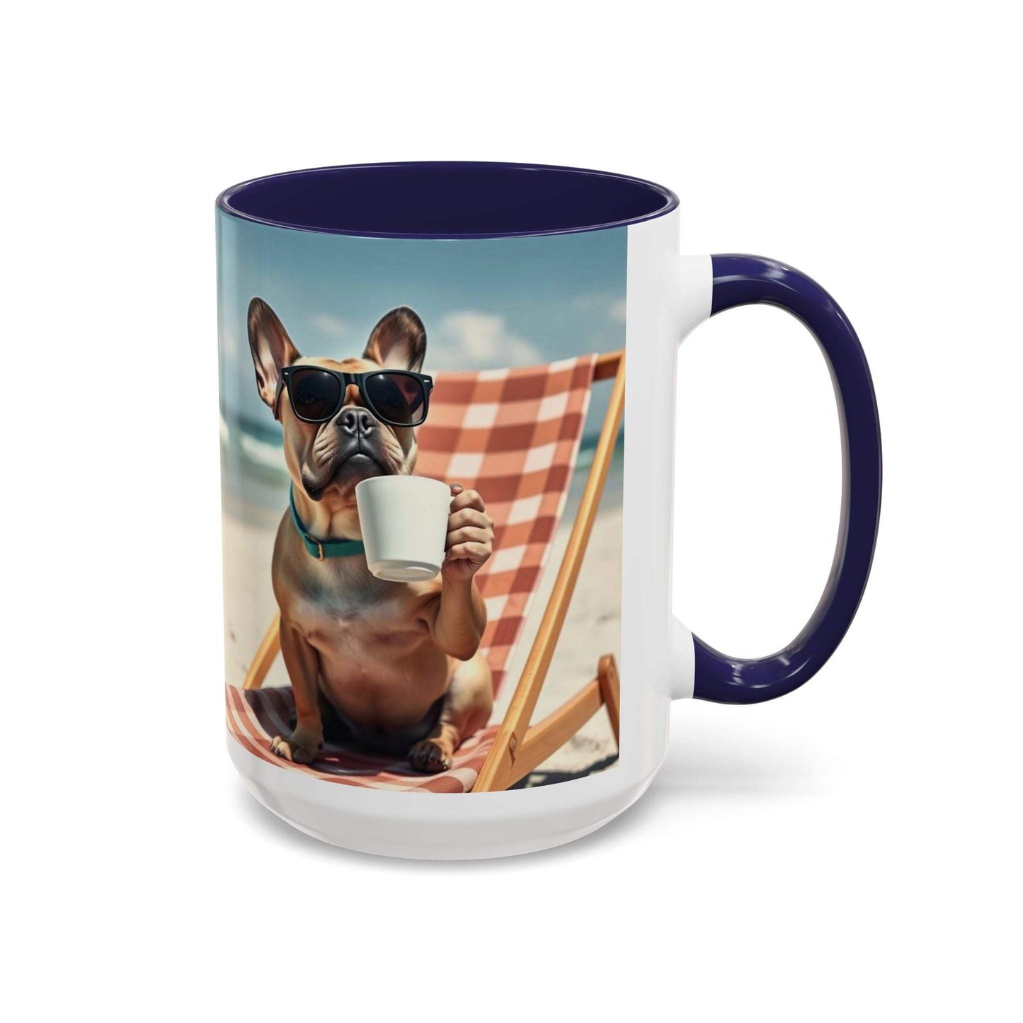 Beach Dog Accent Coffee Mug with playful dog design, perfect for pet lovers and summer sips.