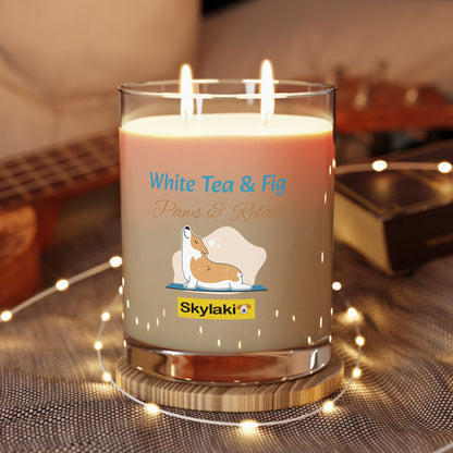 White Tea & Fig Scented Candle - Full Glass, 11oz