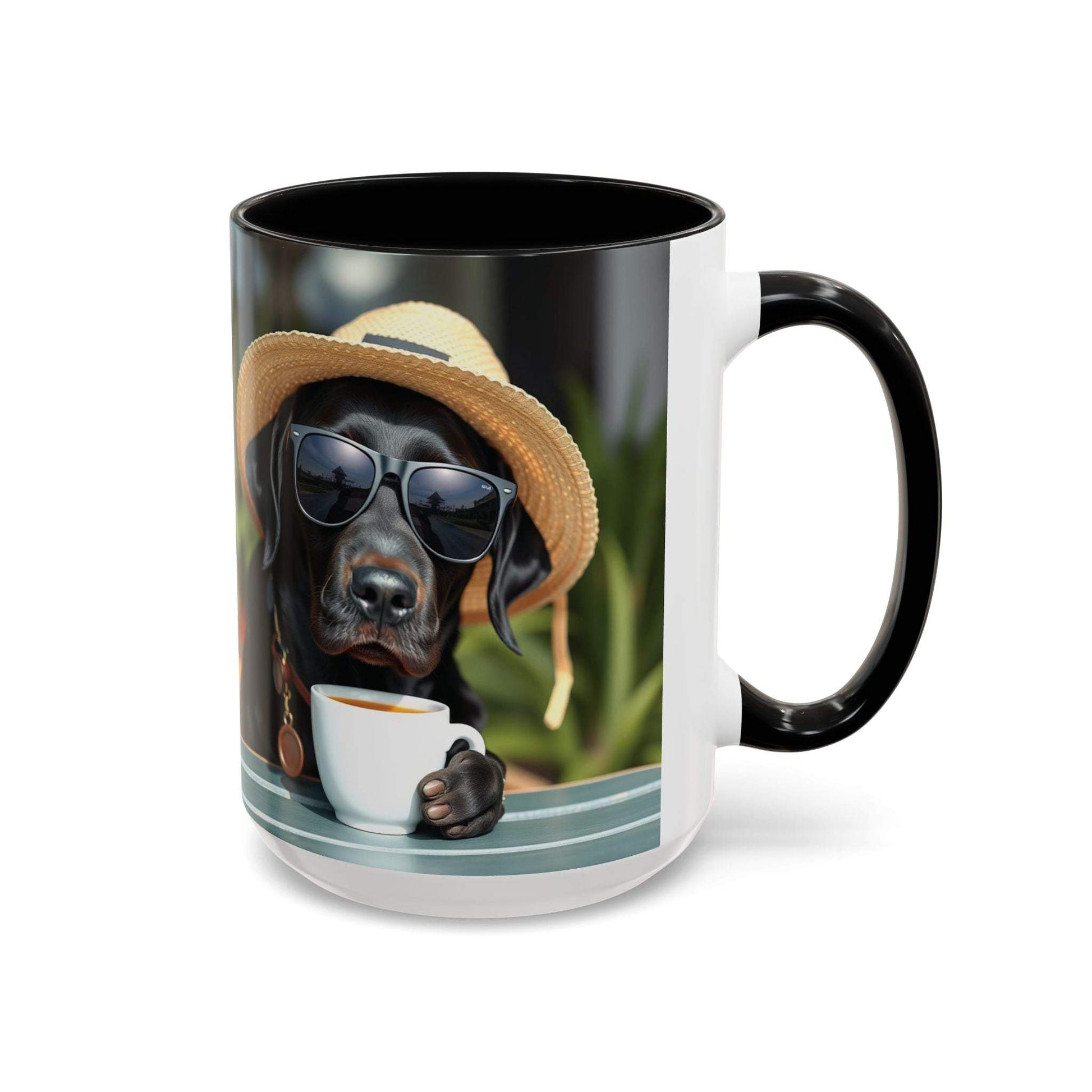 Coffee mug for dog lovers featuring playful dog design, perfect for pet owners; available in 11oz and 15oz.