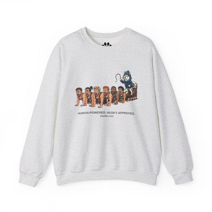 Human Powered Husky Sled - A funny Twist on A Classic Sled Ride Unisex Sweatshirt by Skylaki