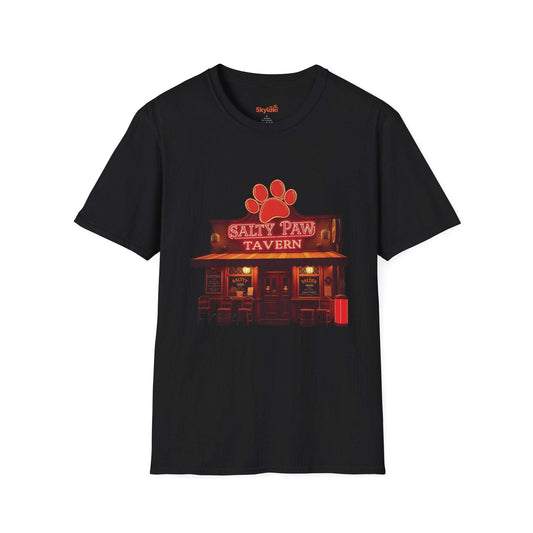 Unisex black t-shirt featuring Salty Paw Tavern graphic for pet lovers Classic Tee