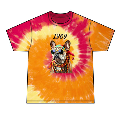 Men's Tie-Dye Tee - Retro Hippie French Bulldog Graphic T-Shirt