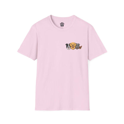 I Let The Dogs Out funny dog shirt with paw print and curved text on soft breathable cotton tee
